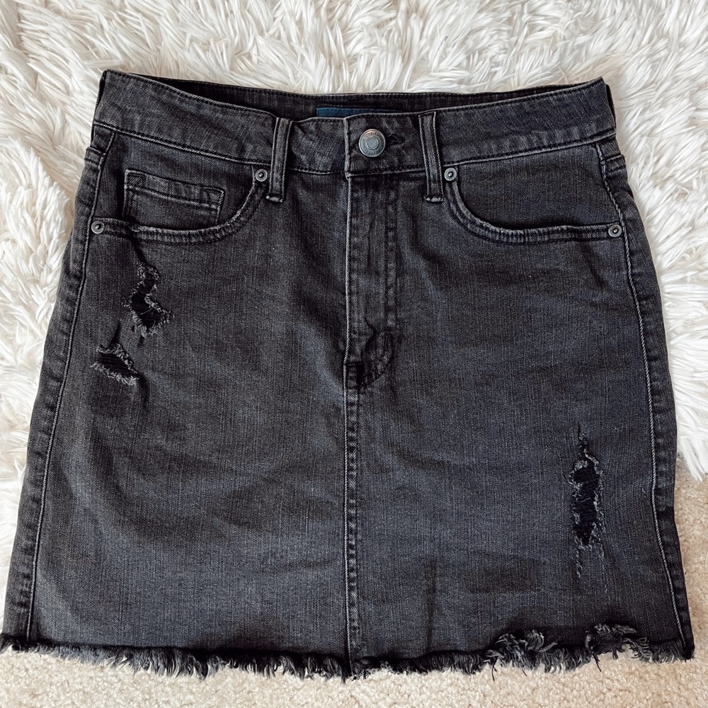 Black Aeropostale Distressed Jean Skirt